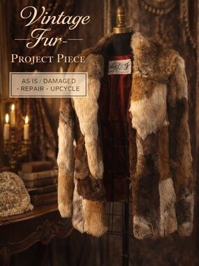 Vintage Real Fur Patchwork Jacket Jet Set California Size 9/10 AS IS Repair